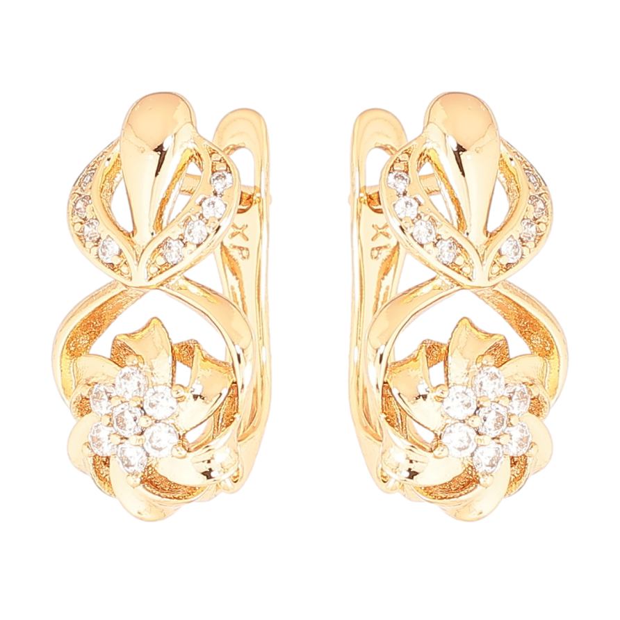 Серьги Xuping Позолота 18K английский замок Цветочный узор с кристаллами фото №1