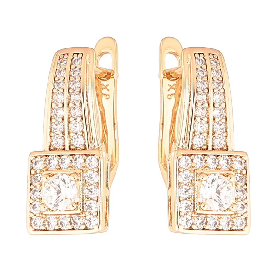 Серьги Xuping Позолота 18K английский замок Инкрустация кристаллами фото №1 Серьги Xuping Позолота 18K английский замок Инкрустация кристаллами фото №1