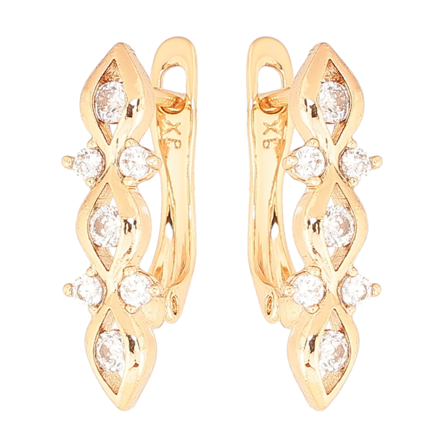 Серьги Xuping Позолота 18K английский замок Узор с кристаллами фото №1 Серьги Xuping Позолота 18K английский замок Узор с кристаллами фото №1