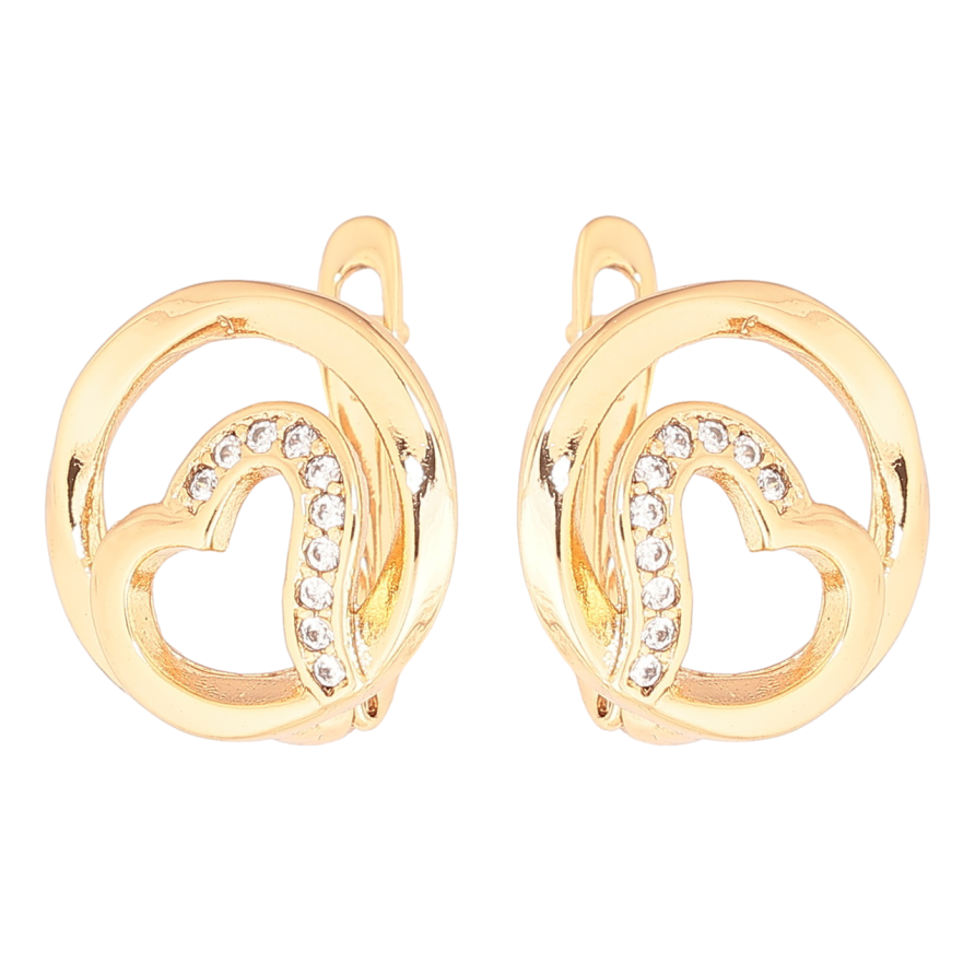 Серьги Xuping Позолота 18K английский замок Сердечки в колечках фото №1 Серьги Xuping Позолота 18K английский замок Сердечки в колечках фото №1