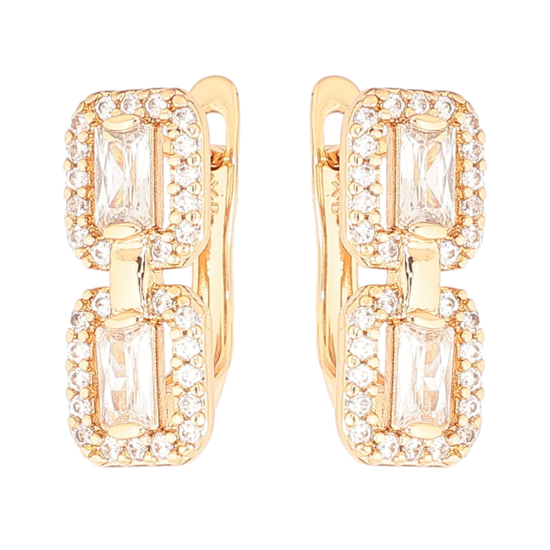 Сережки Xuping Позолота 18K англійський замок «Візерунок з інкрустацією кристалами» фото №1