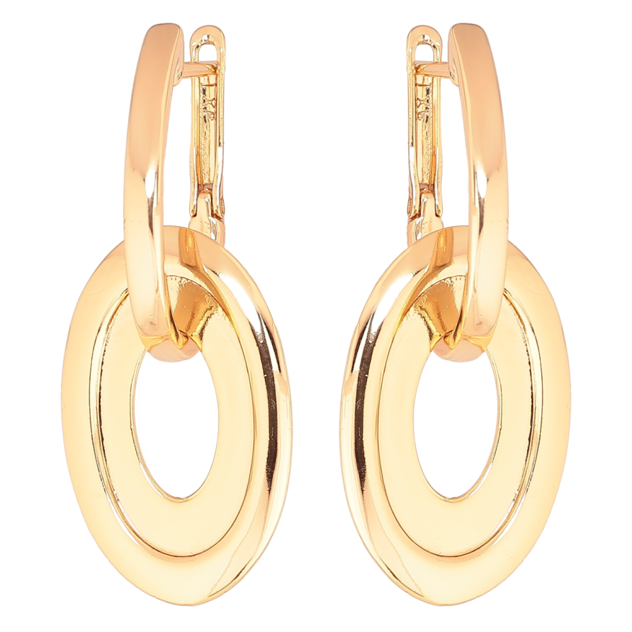 Серьги Xuping Позолота 18K английский замок Овальные подвески 2 в 1 фото №1