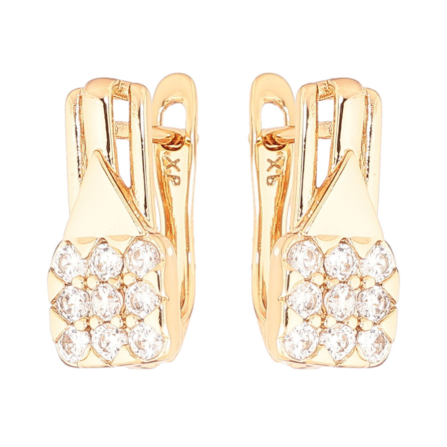 Серьги Xuping Позолота 18K английский замок Узор с кристаллами фото №1