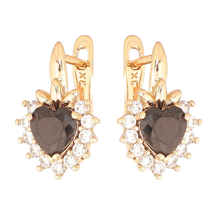 Серьги Xuping Позолота 18K английский замок Кристальные ягодки с черными кристаллами фото №14