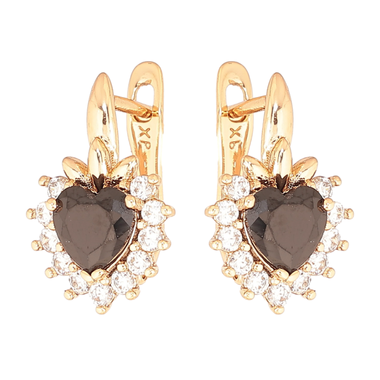 Сережки Xuping Позолота 18K англійський замок «Кришталеві ягідки з чорними кристалами» фото №4