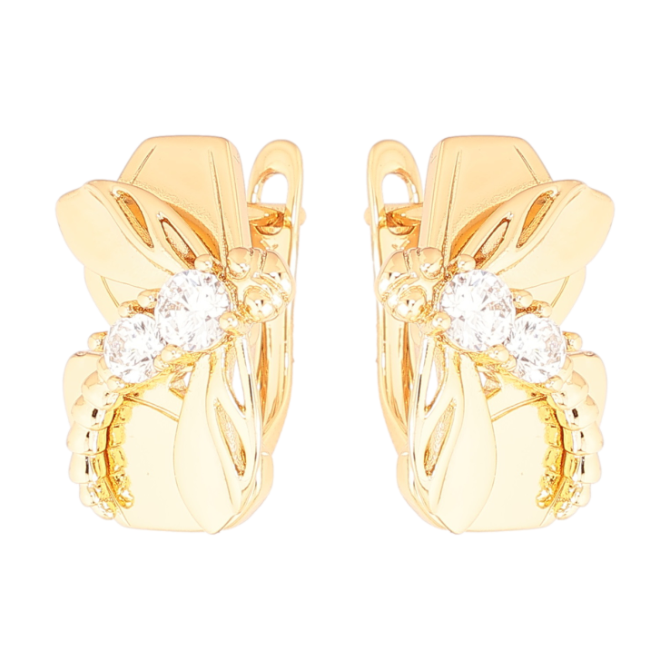 Серьги Xuping Позолота 18K английский замок Стрекозы фото №5