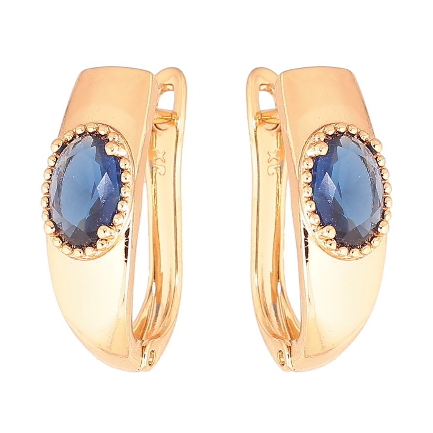 Серьги Xuping Позолота 18K английский замок Вставка синий кристалл фото №1 Серьги Xuping Позолота 18K английский замок Вставка синий кристалл фото №1