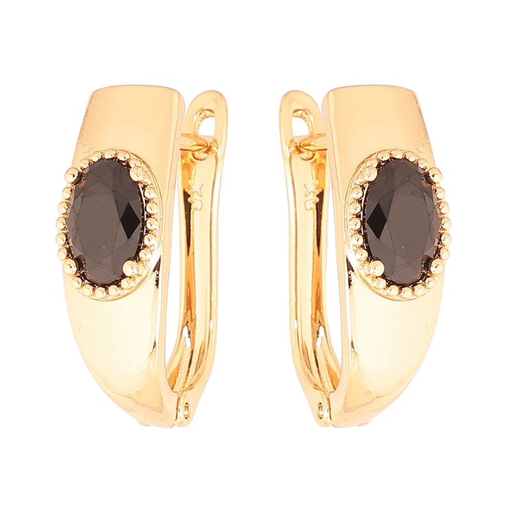 Серьги Xuping Позолота 18K английский замок Вставка черный кристалл фото №20