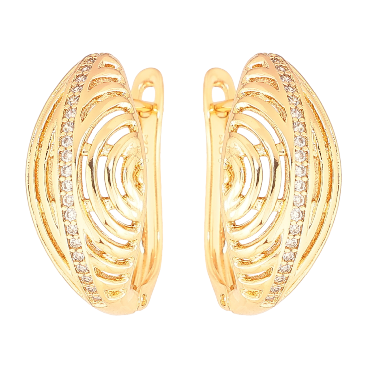 Серьги Xuping Позолота 18K английский замок Резной узор с дорожкой кристаллов фото №8