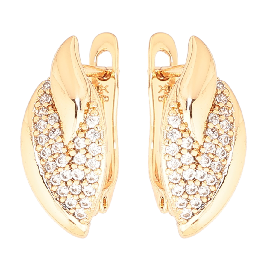Серьги Xuping Позолота 18K английский замок Узор с инкрустацией кристаллами фото №1