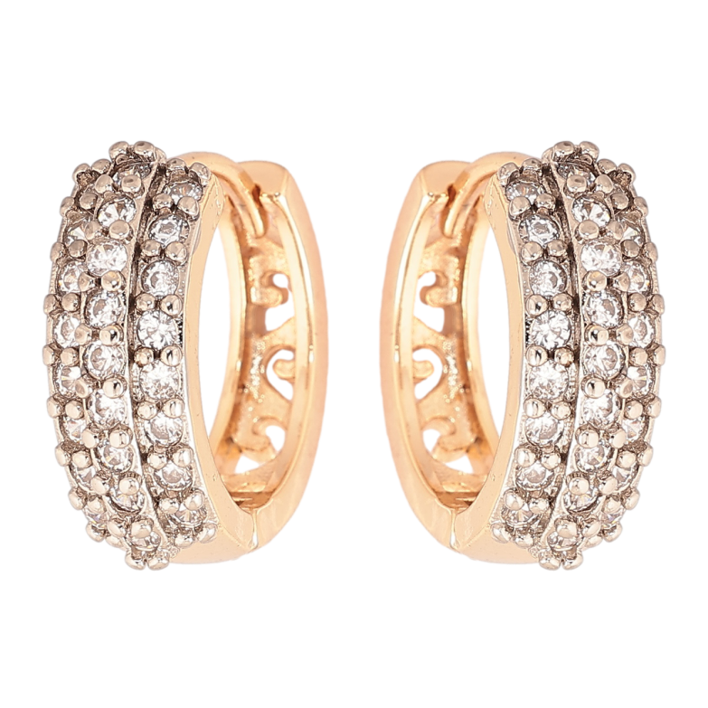 Сережки Xuping Позолота 18K + Родій колечка «Інкрустація кристалами» фото №1