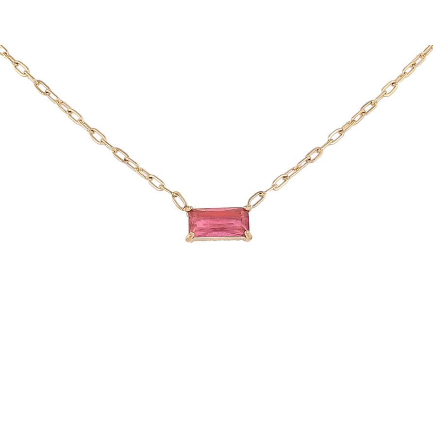 Подвеска на цепочке Xuping ТТМ Stainless Steel цвет 14К Малиновый кристалл длинна 45-50см х 1.5мм фото №1