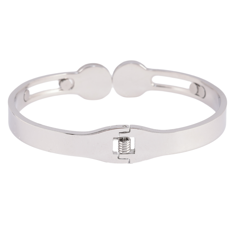 Браслет Xuping ТТМ Stainless Steel цвет Родий Узор с черной и перламутровой вставками ø 5.8см фото №1