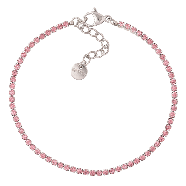 Браслет Xuping ТТМ Stainless Steel цвет Родий Дорожка розовых кристаллов с доп.цеп 17.5-20.5см х 2мм фото №2 Браслет Xuping ТТМ Stainless Steel цвет Родий Дорожка розовых кристаллов с доп.цеп 17.5-20.5см х 2мм фото №2