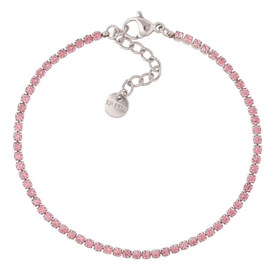 Браслет Xuping ТТМ Stainless Steel цвет Родий Дорожка розовых кристаллов с доп.цеп 17.5-20.5см х 2мм фото №1 Браслет Xuping ТТМ Stainless Steel цвет Родий Дорожка розовых кристаллов с доп.цеп 17.5-20.5см х 2мм фото №1