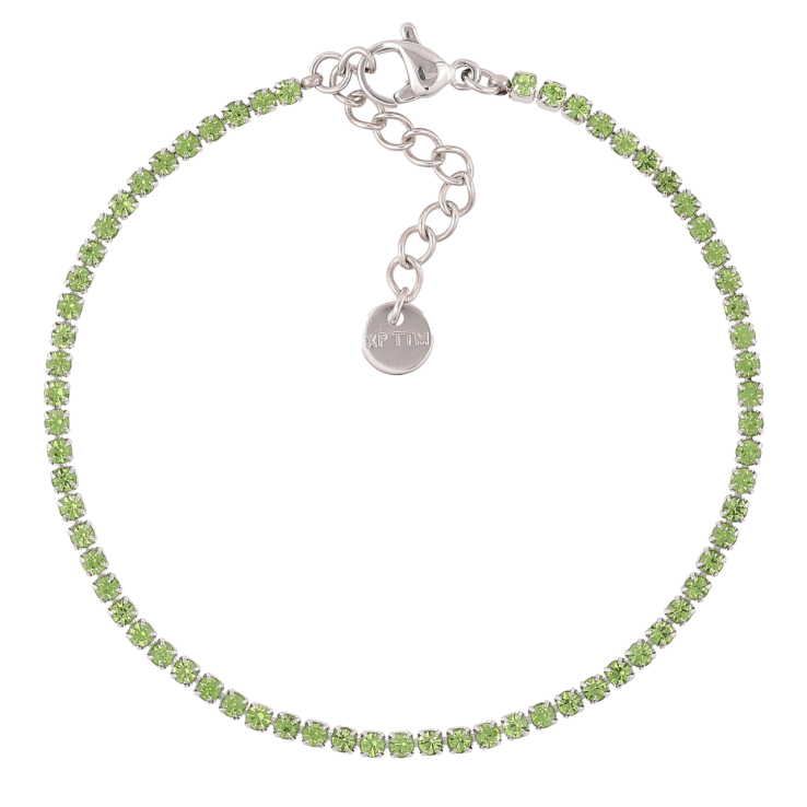 Браслет Xuping ТТМ Stainless Steel цвет Родий Дорожка салатовых кристаллов с доп.цеп 17.5-20.5см х 2мм фото №14 Браслет Xuping ТТМ Stainless Steel цвет Родий Дорожка салатовых кристаллов с доп.цеп 17.5-20.5см х 2мм фото №14