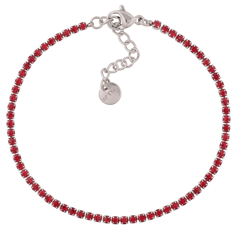 Браслет Xuping ТТМ Stainless Steel цвет Родий Дорожка красных кристаллов с доп.цеп 17.5-20.5см х 2мм фото №1 Браслет Xuping ТТМ Stainless Steel цвет Родий Дорожка красных кристаллов с доп.цеп 17.5-20.5см х 2мм фото №1