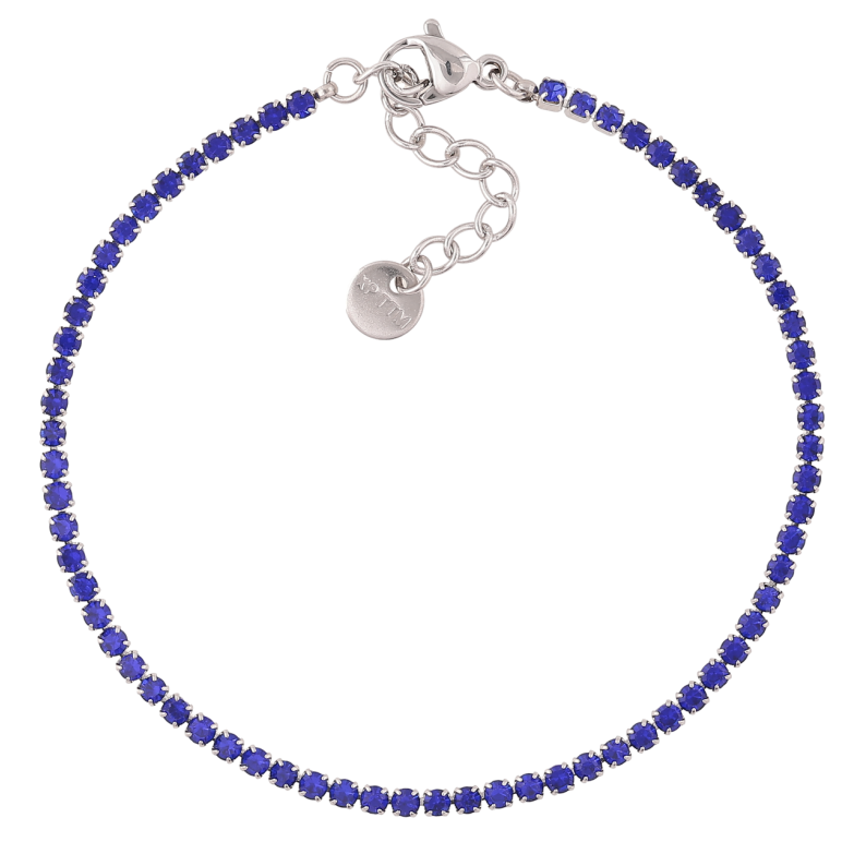 Браслет Xuping ТТМ Stainless Steel цвет Родий Дорожка синих кристаллов с доп.цеп 17.5-20.5см х 2мм фото №2 Браслет Xuping ТТМ Stainless Steel цвет Родий Дорожка синих кристаллов с доп.цеп 17.5-20.5см х 2мм фото №2