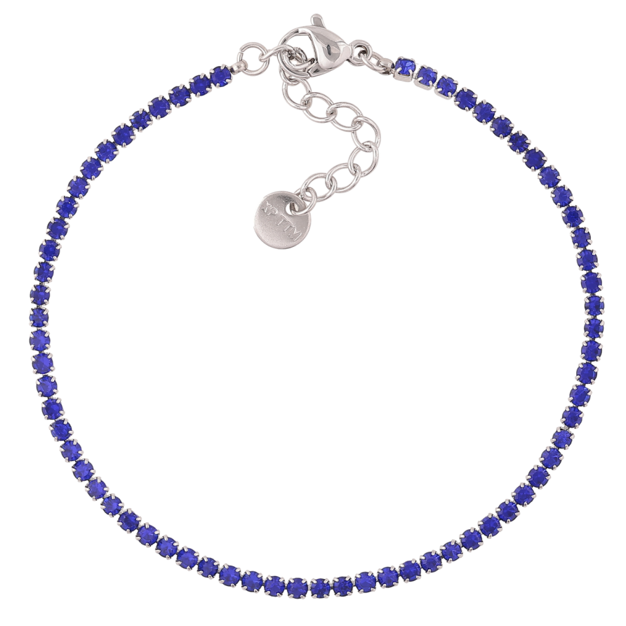 Браслет Xuping ТТМ Stainless Steel цвет Родий Дорожка синих кристаллов с доп.цеп 17.5-20.5см х 2мм фото №1 Браслет Xuping ТТМ Stainless Steel цвет Родий Дорожка синих кристаллов с доп.цеп 17.5-20.5см х 2мм фото №1