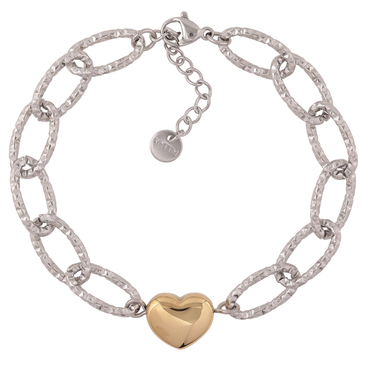 Браслет Xuping ТТМ Stainless Steel цвет Родий + 14К Цепочка с сердечком с доп.цеп 18-21см х 8мм фото №22 Браслет Xuping ТТМ Stainless Steel цвет Родий + 14К Цепочка с сердечком с доп.цеп 18-21см х 8мм фото №22
