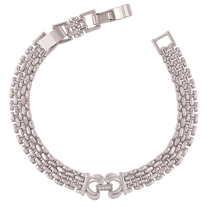 Браслет Xuping Родий Браслетный узор с вставкой длинна с доп.замком 17,19см х 8-10мм фото №1