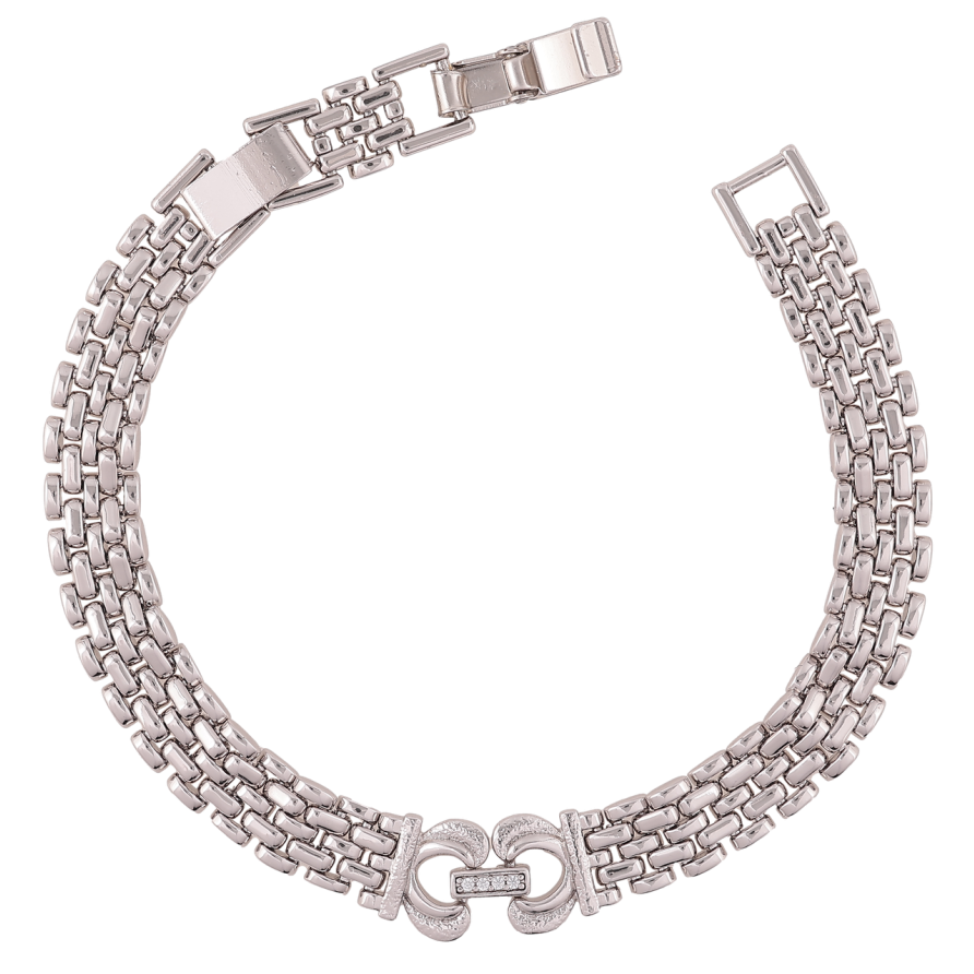 Браслет Xuping Родий Браслетный узор с вставкой длинна с доп.замком 17,19см х 8-10мм фото №1