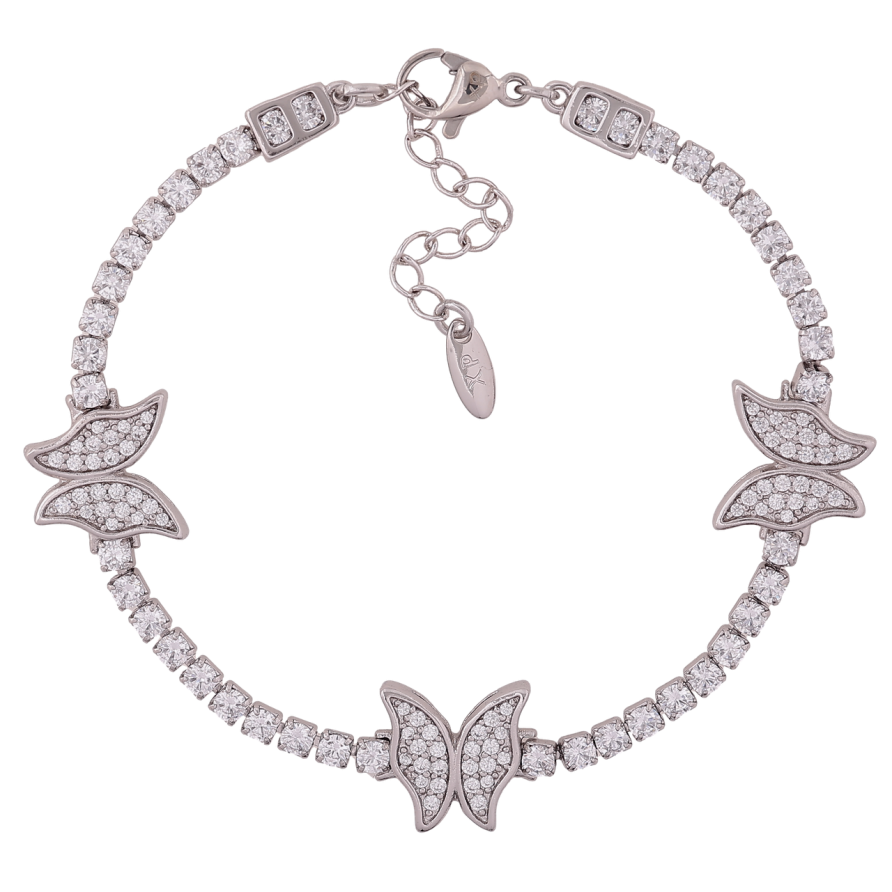 Браслет Xuping Родій «Кришталева доріжка з метеликами» довжина з доп. ланцюжком 17-20.5см х 3-12мм фото №1