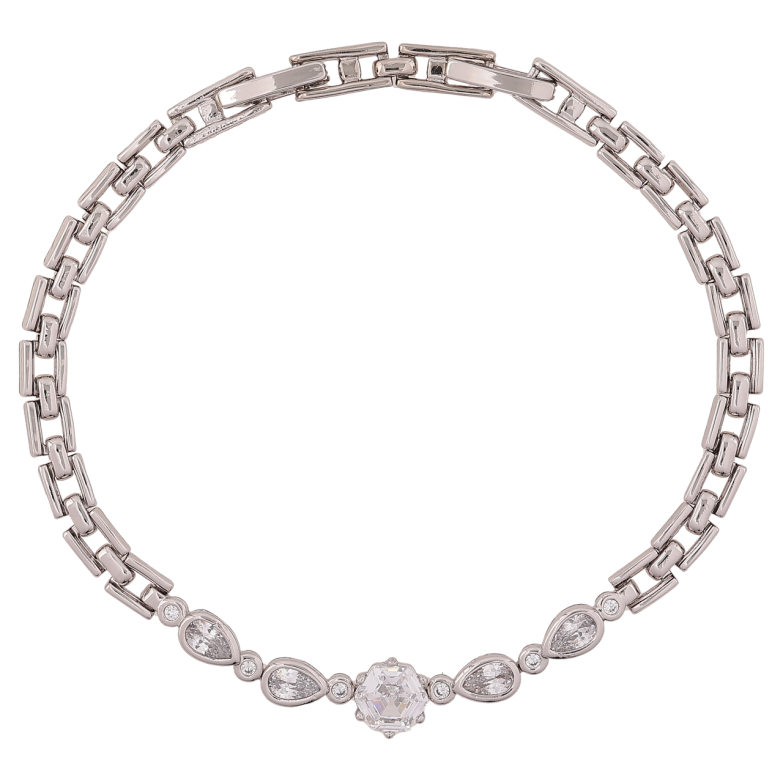 Браслет Xuping Родій «Браслетний візерунок з кришталевою вставкою» довжина з доп. замком 17.5,19.5см х 4-6мм фото №2 Браслет Xuping Родій «Браслетний візерунок з кришталевою вставкою» довжина з доп. замком 17.5,19.5см х 4-6мм фото №2