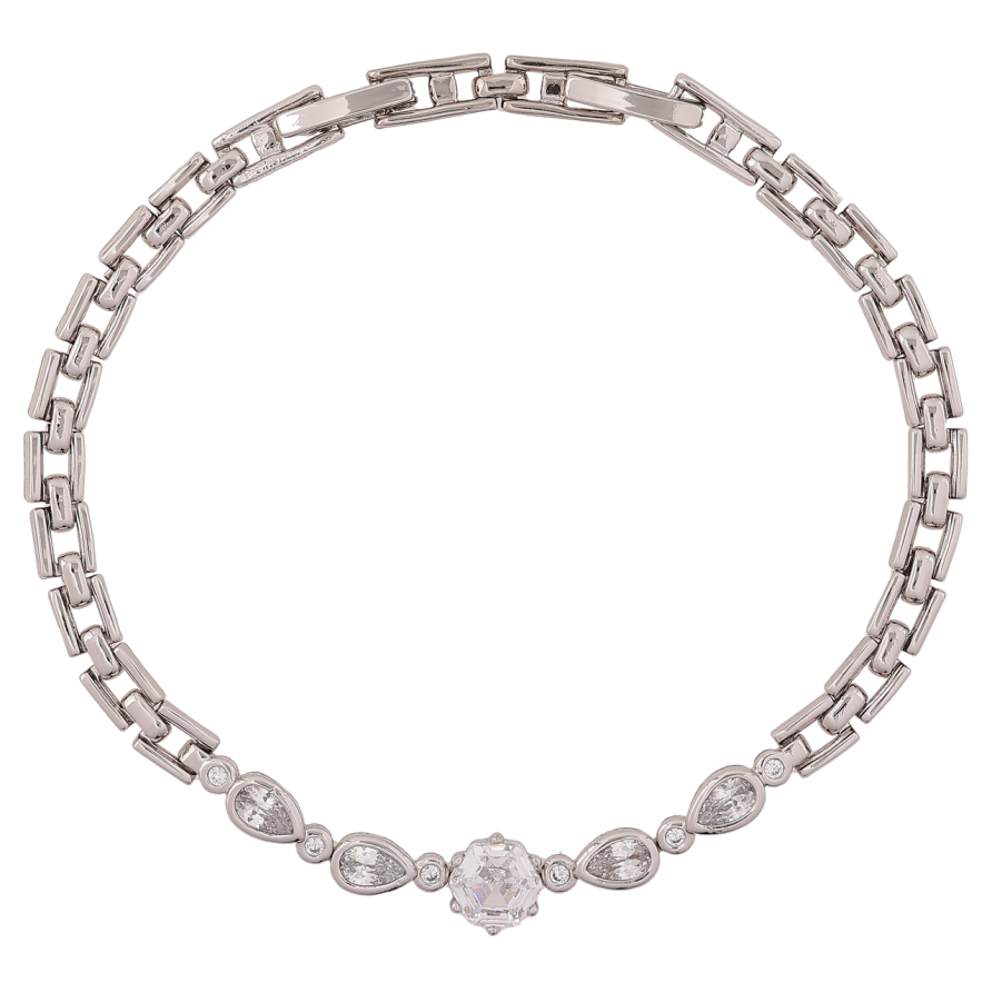 Браслет Xuping Родій «Браслетний візерунок з кришталевою вставкою» довжина з доп. замком 17.5,19.5см х 4-6мм фото №1 Браслет Xuping Родій «Браслетний візерунок з кришталевою вставкою» довжина з доп. замком 17.5,19.5см х 4-6мм фото №1