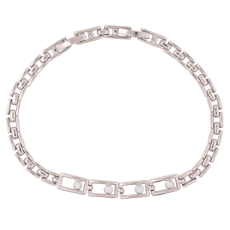 Браслет Xuping Родий Браслетный узор и вставка с кристаллами длинна с доп. замком 17,19см х 4-6мм фото №3