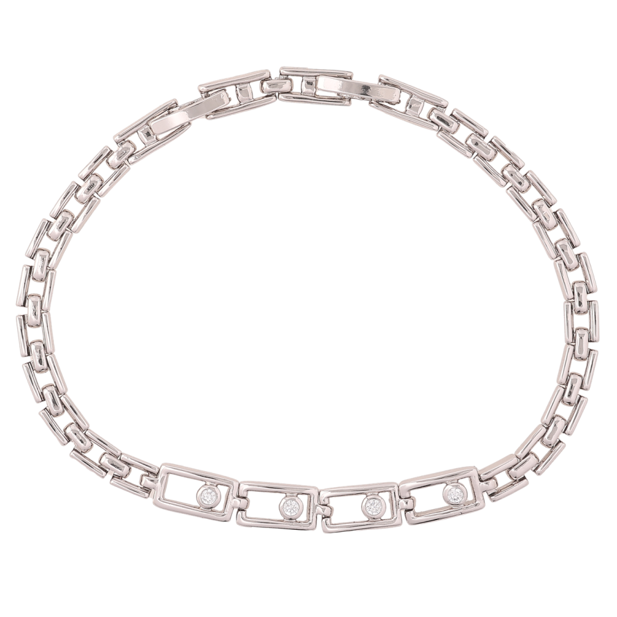 Браслет Xuping Родий Браслетный узор и вставка с кристаллами длинна с доп. замком 17,19см х 4-6мм фото №1