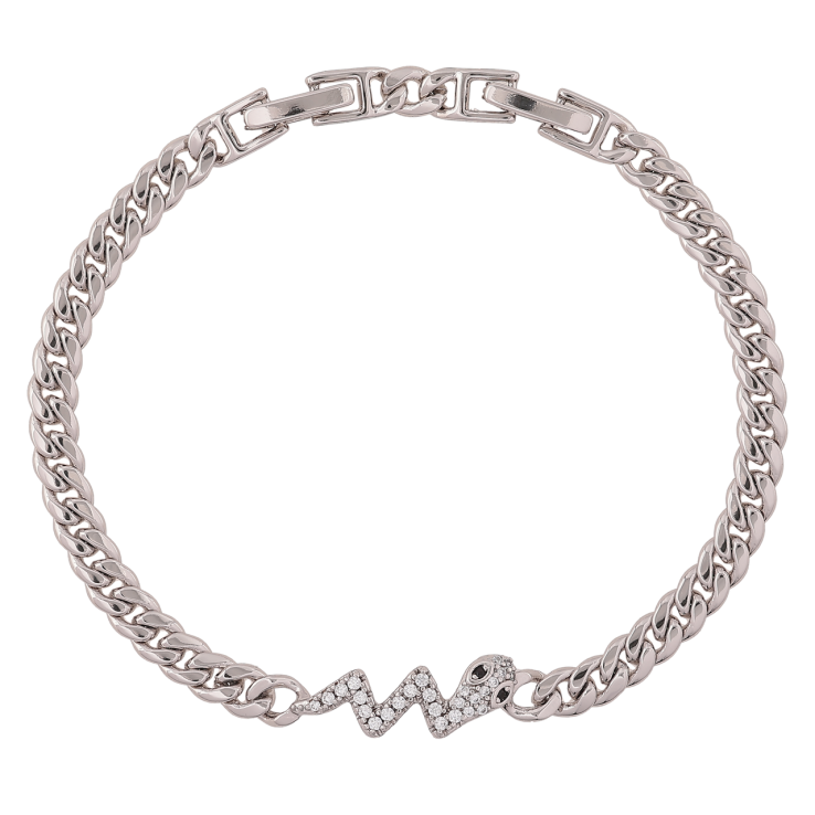 Браслет Xuping Родий Цепочка Панцирная с вставкой змея длинна с доп. замком 17,19см х 5мм фото №9