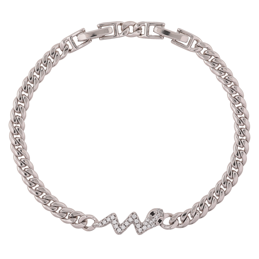 Браслет Xuping Родій «Ланцюжок Панцирний зі вставкою змія» довжина з доп. замком 17,19см х 5мм фото №1 Браслет Xuping Родій «Ланцюжок Панцирний зі вставкою змія» довжина з доп. замком 17,19см х 5мм фото №1