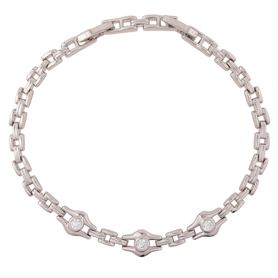 Браслет Xuping Родій «Браслетний візерунок з кристалами» довжина з доп. замком 17.5,19.5см х 4-7мм фото №1 Браслет Xuping Родій «Браслетний візерунок з кристалами» довжина з доп. замком 17.5,19.5см х 4-7мм фото №1