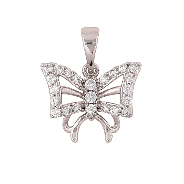 Кулон Xuping Родий Бабочка с кристаллами для цепочки до 5мм фото №1