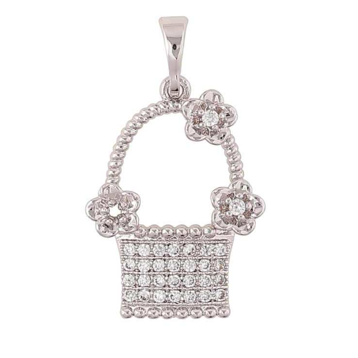 Кулон Xuping Родій «Кошик з квіточками та кристалами» для ланцюжка до 5мм фото №23
