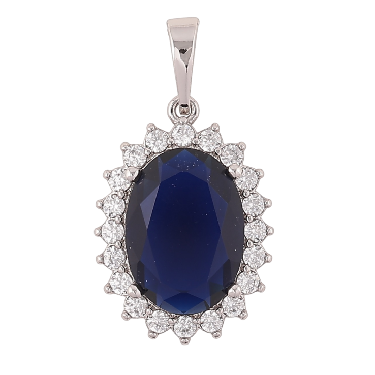 Кулон Xuping Родій «Синій кристал в обрамленні дрібних» для ланцюжка до 6мм фото №3 Кулон Xuping Родій «Синій кристал в обрамленні дрібних» для ланцюжка до 6мм фото №3