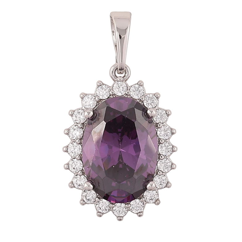 Кулон Xuping Родій «Бузковий кристал в обрамленні дрібних» для ланцюжка до 6мм фото №1 Кулон Xuping Родій «Бузковий кристал в обрамленні дрібних» для ланцюжка до 6мм фото №1