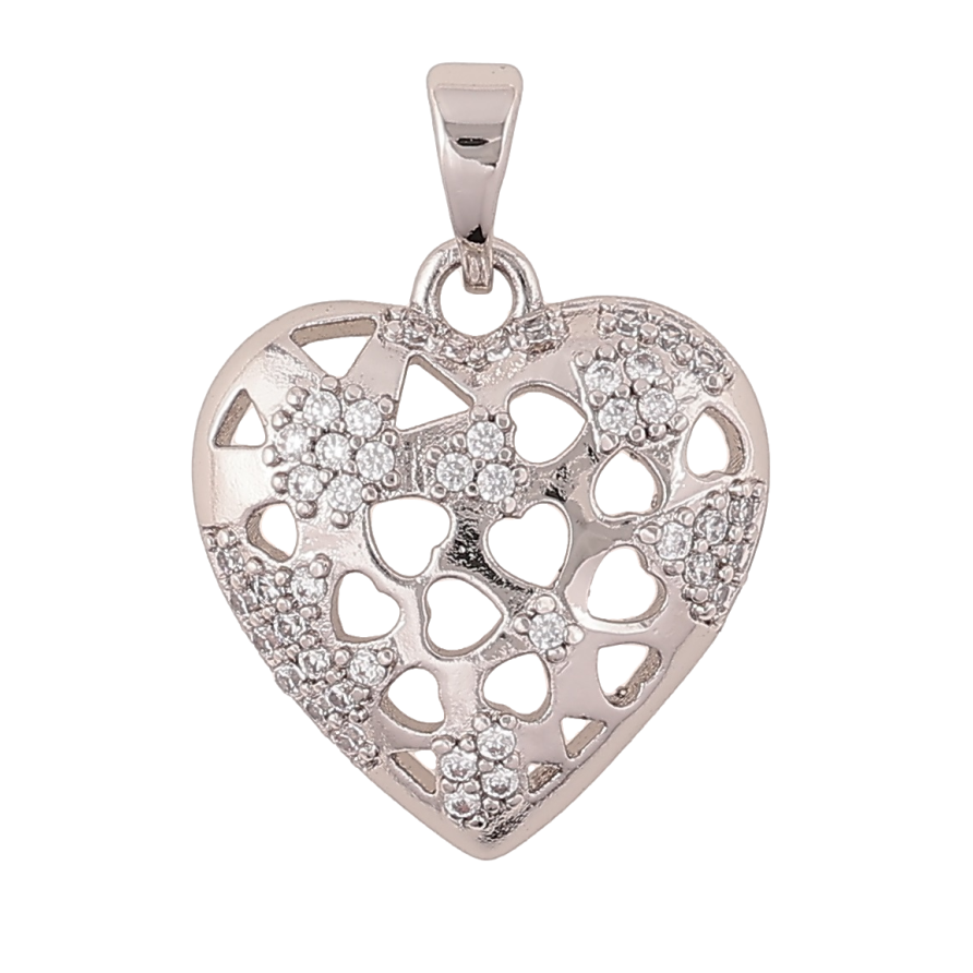 Кулон Xuping Родий Резное сердечко с кристаллами для цепочки до 5мм фото №1