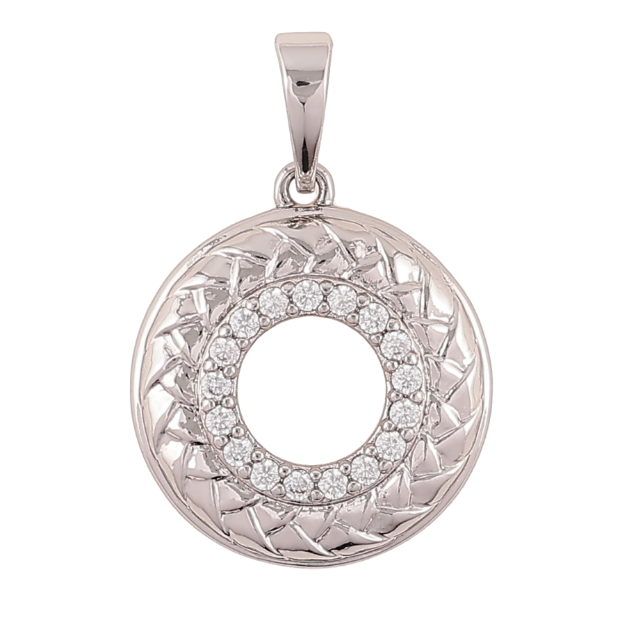 Кулон Xuping Родій «Колечко з кристалами та візерунком косичка» для ланцюжка до 6мм фото №1 Кулон Xuping Родій «Колечко з кристалами та візерунком косичка» для ланцюжка до 6мм фото №1