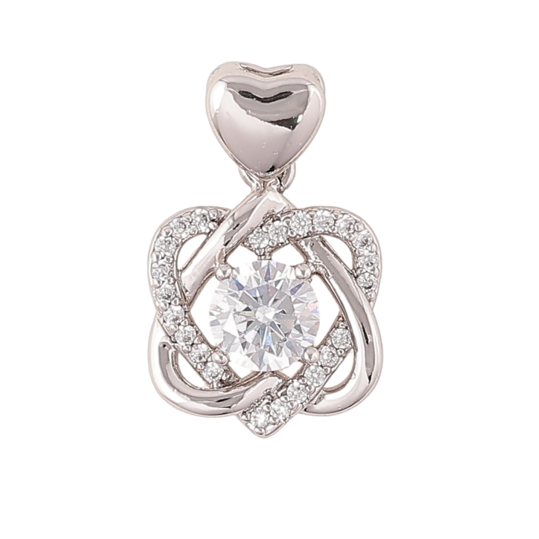 Кулон Xuping Родий Сердечки с кристаллами для цепочки до 2мм фото №1