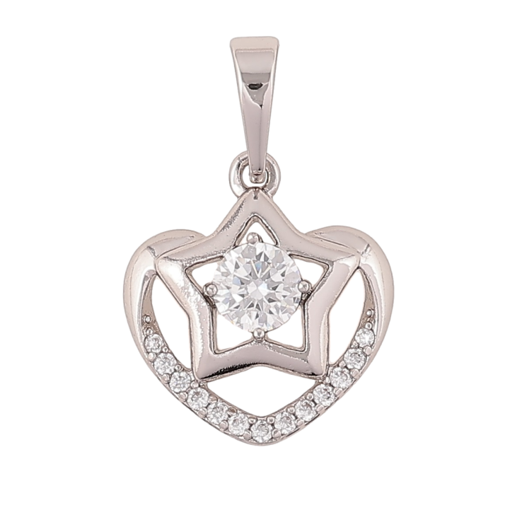 Кулон Xuping Родій «Зірка в сердечку з кристалами» для ланцюжка до 6мм фото №3