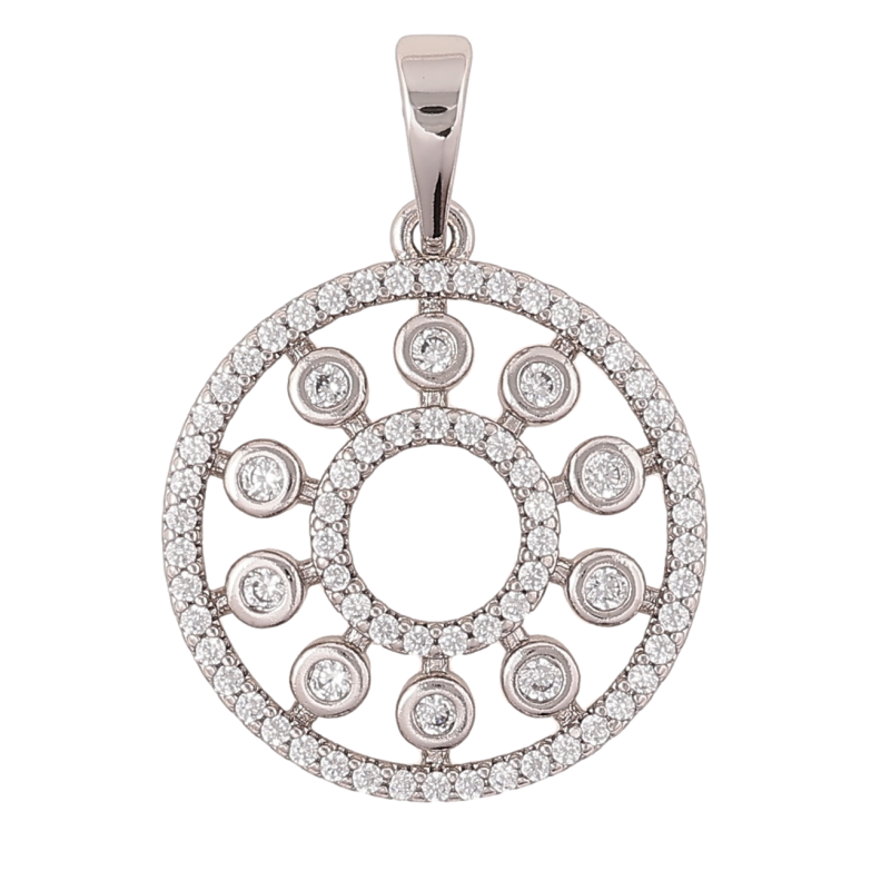 Кулон Xuping Родій «Колечко з візерунком кристалами» для ланцюжка до 6мм фото №1 Кулон Xuping Родій «Колечко з візерунком кристалами» для ланцюжка до 6мм фото №1