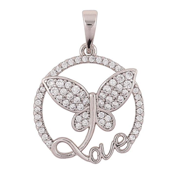 Кулон Xuping Родій «Метелик з написом Love» для ланцюжка до 6мм фото №11 Кулон Xuping Родій «Метелик з написом Love» для ланцюжка до 6мм фото №11