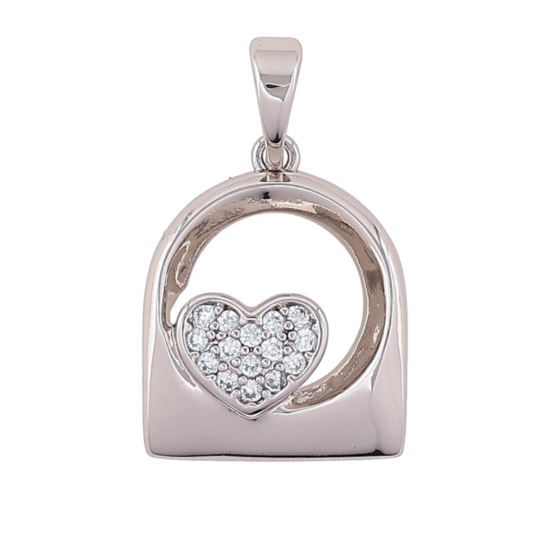 Кулон Xuping Родий Узор с сердечком для цепочки до 5мм фото №1 Кулон Xuping Родий Узор с сердечком для цепочки до 5мм фото №1