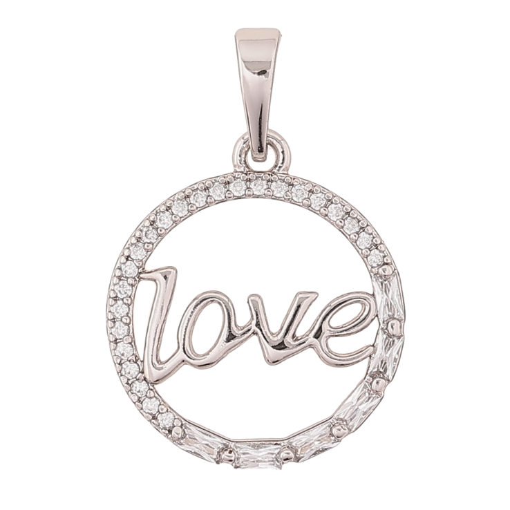 Кулон Xuping Родій «Напис Love в колечку кристалів» для ланцюжка до 6мм фото №22