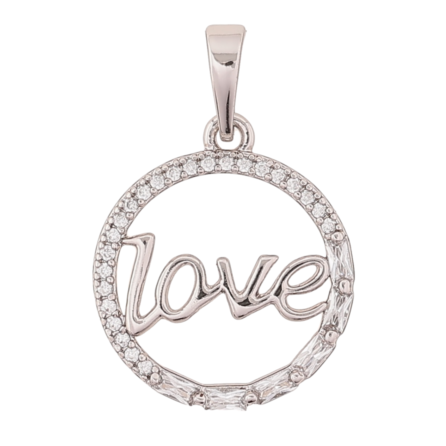 Кулон Xuping Родий Надпись Love в колечке кристаллов для цепочки до 6мм фото №1 Кулон Xuping Родий Надпись Love в колечке кристаллов для цепочки до 6мм фото №1