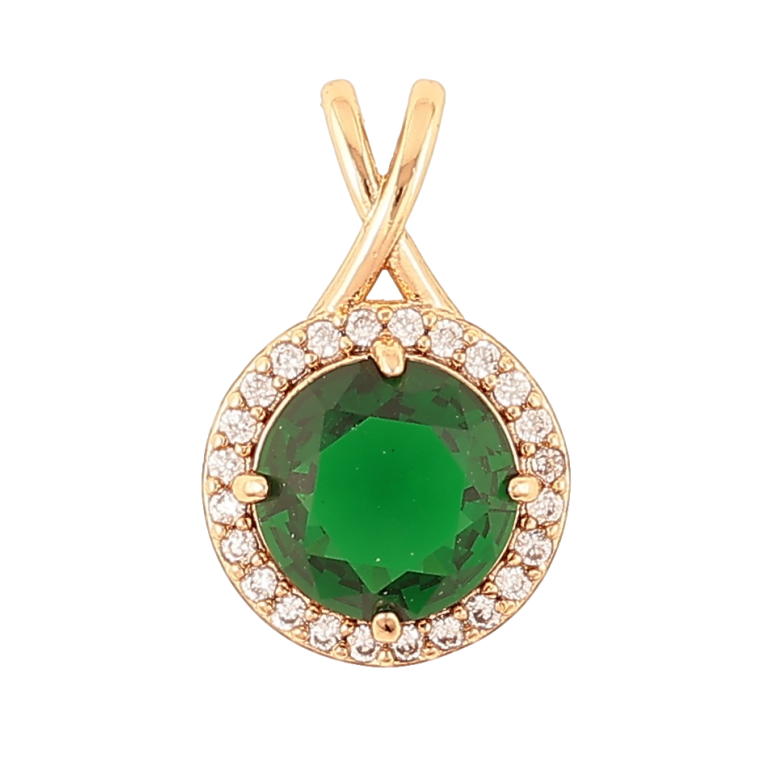 Кулон Xuping Позолота 18K «Зелений кристал в обрамленні» для ланцюжка до 4мм фото №1 Кулон Xuping Позолота 18K «Зелений кристал в обрамленні» для ланцюжка до 4мм фото №1