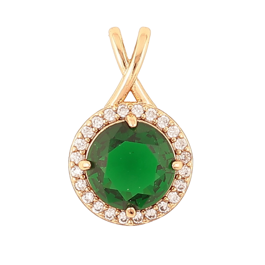 Кулон Xuping Позолота 18K «Зелений кристал в обрамленні» для ланцюжка до 4мм фото №1 Кулон Xuping Позолота 18K «Зелений кристал в обрамленні» для ланцюжка до 4мм фото №1