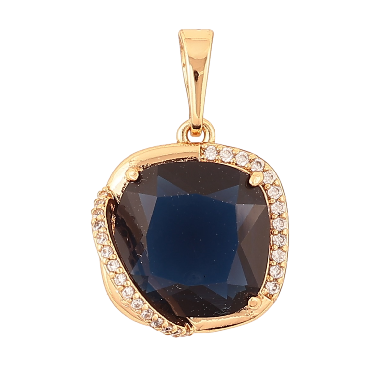 Кулон Xuping Позолота 18K Синий кристалл в декоративной оправе для цепочки до 6мм фото №1